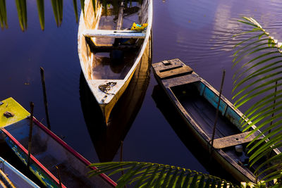 Boat stopped on the river among the trees. nilo pecanha, bahia, brazil.