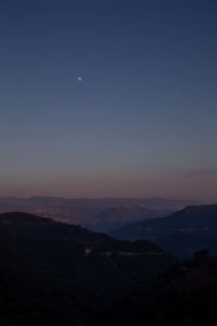 Scenic view of silhouette mountains against sky at sunset