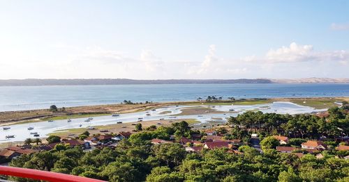 High angle view of beach against sky