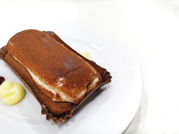 High angle view of breakfast served in plate