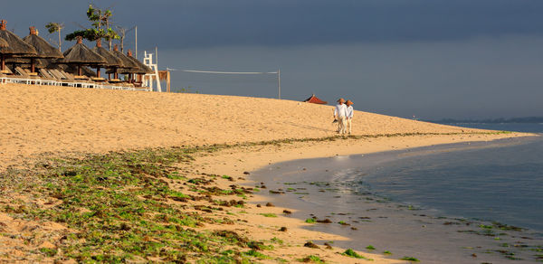 Man on beach against sky