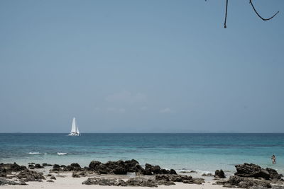 Scenic view of sea against clear sky