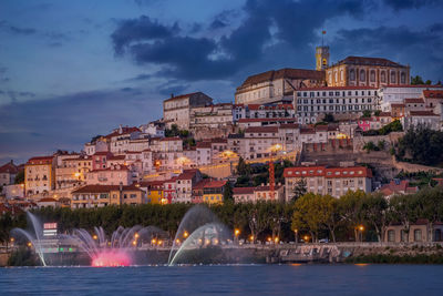 Coimbra/portugal, october, 10 2019. evening panorama of historical center.