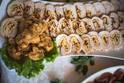 Close-up of food served in plate