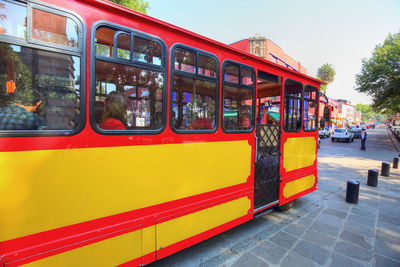 View of train in city