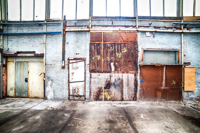 Closed door of abandoned building