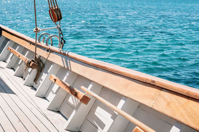 High angle view of nautical vessel on sea against sky
