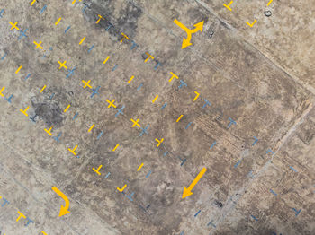 Aerial view of road markings 