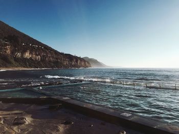 Scenic view of sea against clear sky