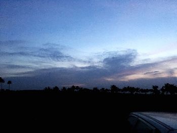 Silhouette trees on field against sky