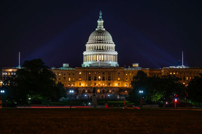 View of illuminated building at night