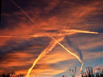 Low angle view of vapor trail in sky