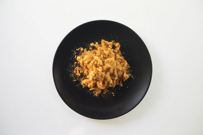 High angle view of noodles in bowl