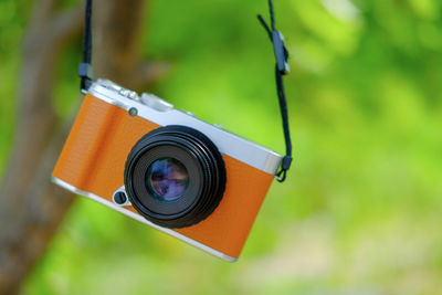 Close-up of vintage camera