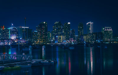 Illuminated city lit up at night