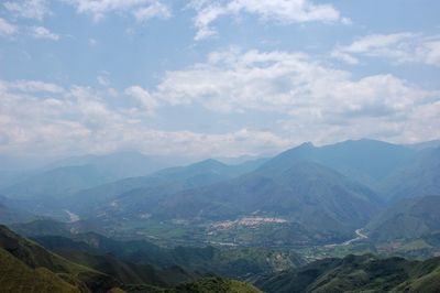 Scenic view of mountains against sky