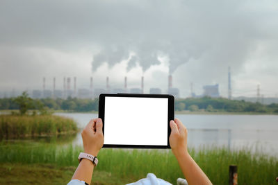 Woman using digital tablet