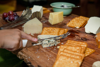 Close-up of person preparing food