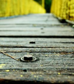 Surface level of wooden bench