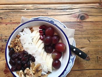 High angle view of breakfast in bowl