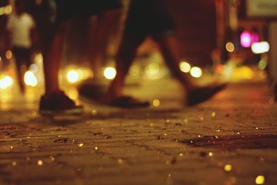 Defocused view of road at night
