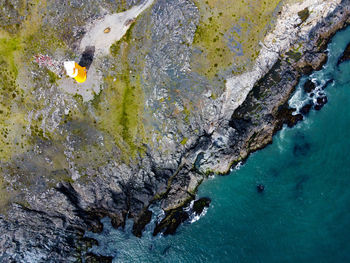 Lighthouse on the coast from above
