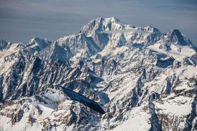 Scenic view of snowcapped mountains against sky. view from klein matterhorn, swiss alps