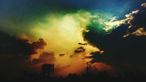 Storm clouds over city