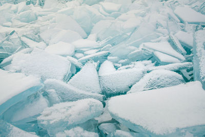 Full frame shot of snow covered ice