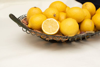 High angle view of fruits in container