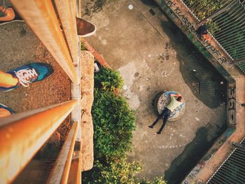 High angle view of men