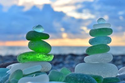 Close-up of stack of stones