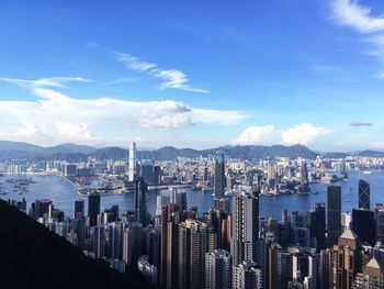 Panoramic view of city buildings against sky