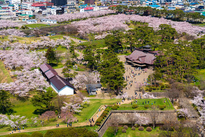 High angle view of townscape