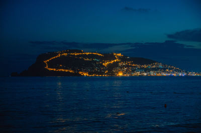 Scenic view of sea against sky at night