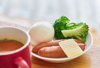 Close-up of food in plate on table