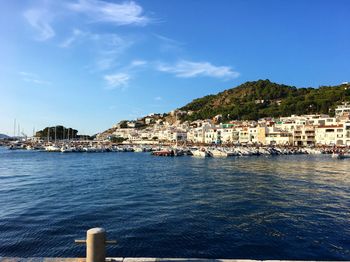 Scenic view of sea against blue sky