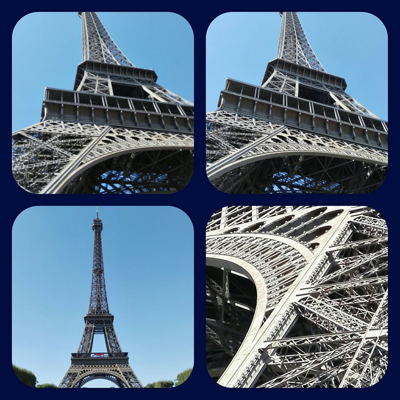 architecture, built structure, low angle view, transfer print, building exterior, tower, famous place, international landmark, eiffel tower, culture, travel destinations, capital cities, tourism, architectural feature, auto post production filter, tall - high, travel, metal, clear sky, city