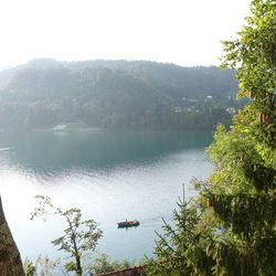 High angle view of boats in lake