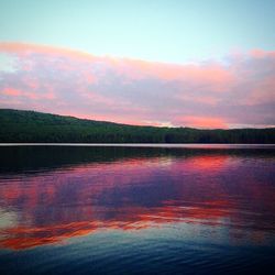 Scenic view of lake at sunset