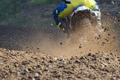 Debris on ground on a motocross track