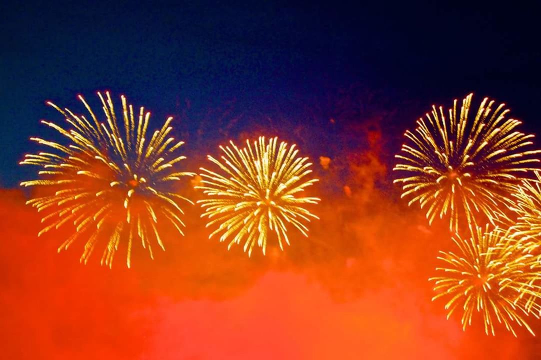 firework display, firework - man made object, celebration, no people, red, arts culture and entertainment, night, outdoors, close-up, sky