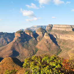 Scenic view of rock formations against sky