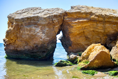 Rock formation in sea