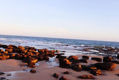 Scenic view of sea against clear sky