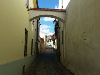 Narrow alley along buildings