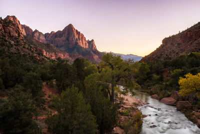 Scenic view of mountains against clear sky