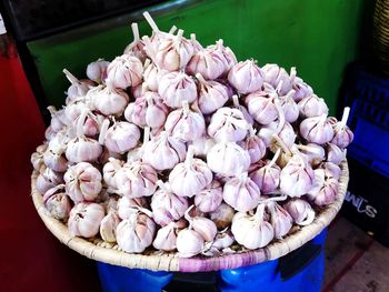 High angle view of pink roses in market