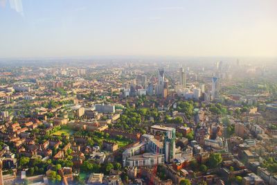 High angle view of buildings in city