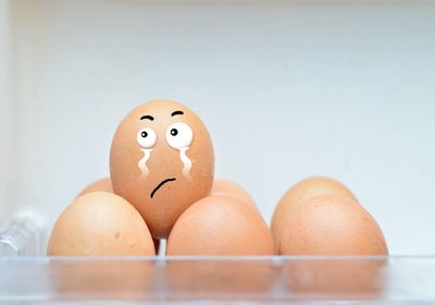 Close-up of eggs in container